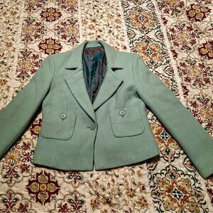 Karl Lagerfeld Vintage 80-90s Mint Green Tweed Blazer